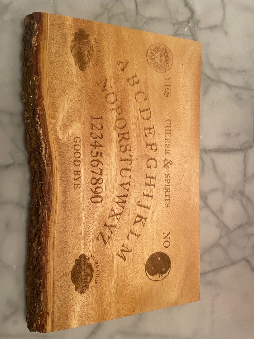 Engraved Wood Ouija-Style Cheese & Spirits Board